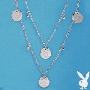 Playboy Necklace Bunny Charms Swarovski Crystals Long Wrap Around Chain NWT y2k